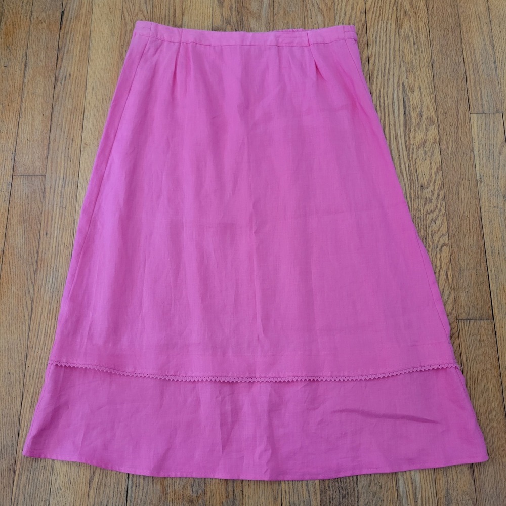 Kim Rogers PS Midi Skirt Hot Pink Linen Beach Barbiecore Summer Coastal Modest